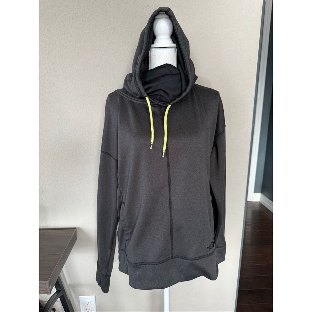 The North Face Gray Neon Yellow Cowl Neck Hoodie XL